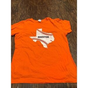 Womens Astros T-shirt XL Orange Graphic Tee Texas Houston Baseball Stitch